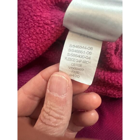 GAP Womens Y2K Hoodie M Pink Cerise Arch Logo Pullover Fleece 2000s Vintage - Picture 5 of 6